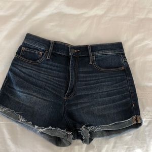 Abercrombie dark wash, very high waisted shorts